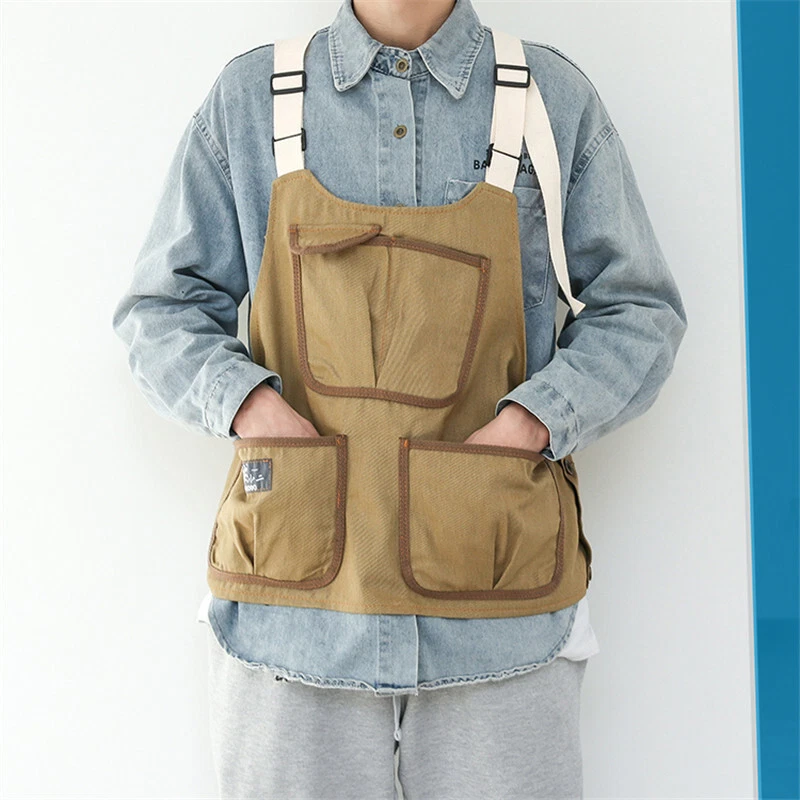 Big Pockets Pouch Working Gardening Barista Picnic Carpenter Overalls Apron  Vest