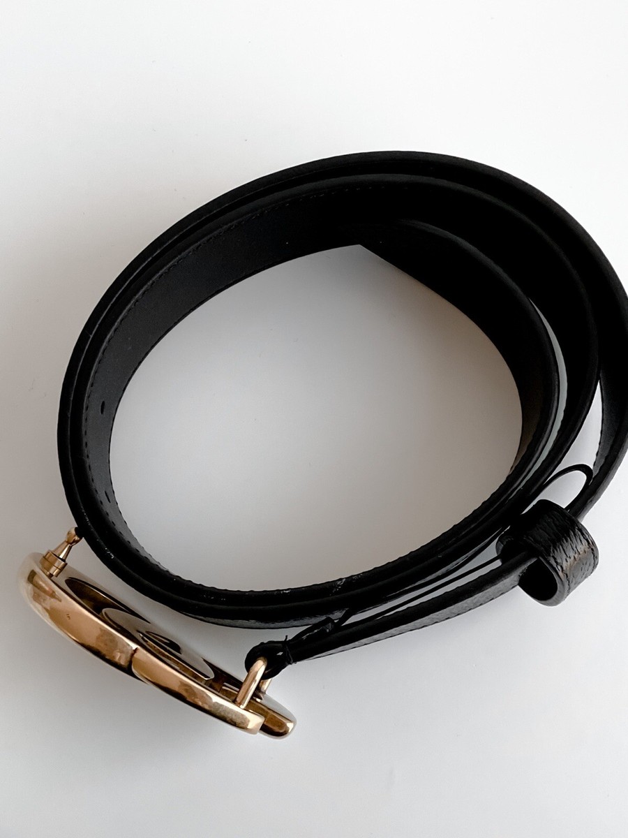 GUCCI 黒レザーベルト 90-36 ⭐︎美品 Unisex 90/36 Gucci Double G Black Leather Marmont Wide Belt