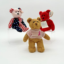 Ty Beanie Babies Lot of 3 Bears Rare With Heart Tags