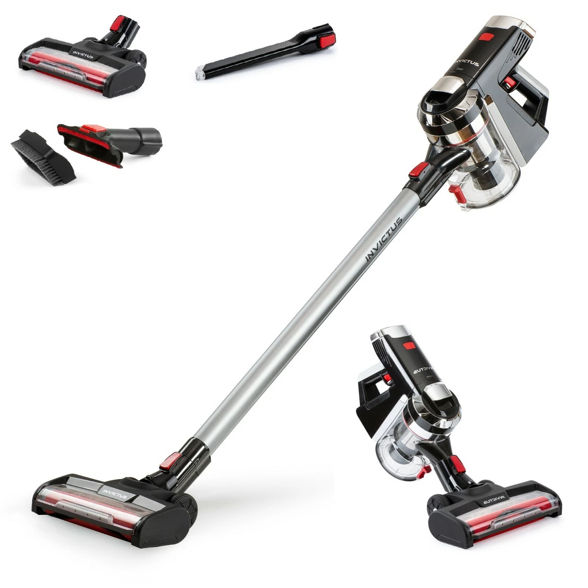 Genius Invictus X7 Kabelloser Akku-Staubsauger (13 Teile Set) – 380W, 30min Laufzeit, Mit LED-Licht