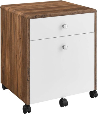 Render Mid-Century Modern Office File Cabinet in Walnut White
