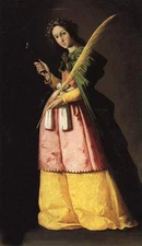 Oil painting female portrait St.Apollonia holding a branch no framed canvas 