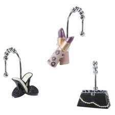 Haute Decorative Shower Curtain Hooks,5 Roller Ring Balls Designed Hooks for ...