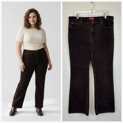 Chaps Dark Brown Corduroy Pants Bootcut Womens 14 Y2K 90s 70s Retro Grunge Boho