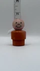 Vtg Fisher-Price Wooden Little People Boy Orange