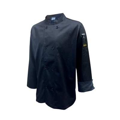 Thunder Group CJ304BKS Chef Regalia Men's Black Long Sleeve Chef Jacket - Small