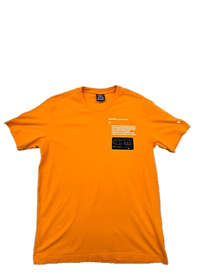 #ad Champion Herren T Shirt Orange Kurzarm Gr. S Etikettless Baumwolle Logo EUR 51.59
