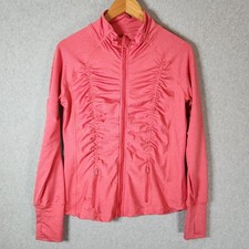90 Degrees By Reflex Women  s M Pink Full Zip Track Jacket Ruched Contoured Thumb