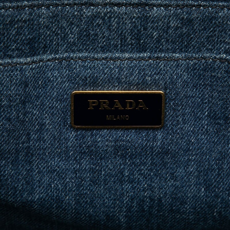 Prada Canapa Tote Bag Shoulder Bag 2WAY 1BG642 Indigo Blue Denim Ladies PRADA Us thumbnail 5