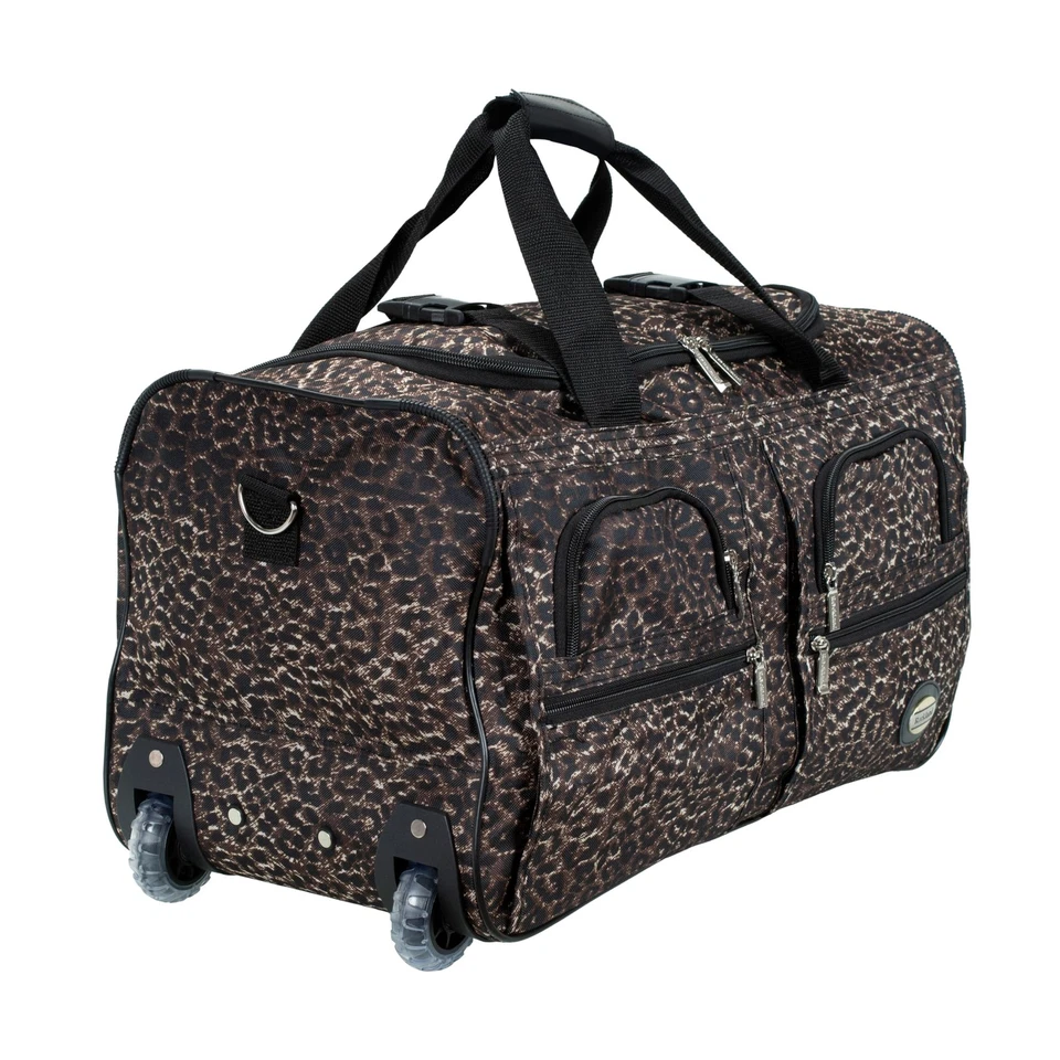 Bolso de Lona Rolling, Leopardo Marrón, 100% Poliéster, 22 Pulgadas Foto 2 de 4