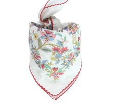 Premium Floral Bandana Soft Cotton Viscose Bamboo 21"X21" Cream Ivory