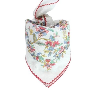 Premium Floral Bandana   Soft Cotton & Viscose (Bamboo) 21''X21'' Cream Ivory