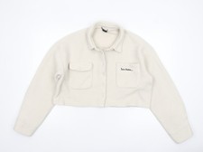 Outfitters Women's Ivory Cropped Fleece Button Jacket Size L