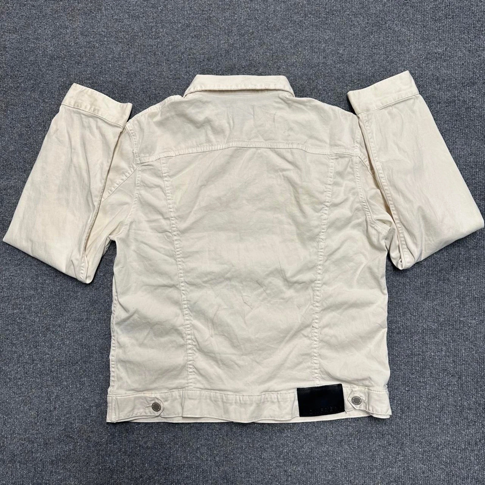 Monfrere Men’s Dean Jacket Vintage Blanc Linen Blend Twill Trucker Jacket - product detail image 6