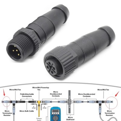 Marine Stecker m?nnlich weiblich 5-polig 12 mm Gewinde f��r NMEA 2000 Backbone