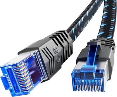 Ercielook Cat8 LAN-Kabel 1,5m, Nylon-Geflecht 40 Gbit/s - Für Router |