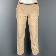 PRADA Size 2 Beige Cotton / Nylon Belted Dress Pants