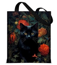 Cute Cat Canvas Tote Bag for Women  Aesthetic Reusable Shoulder Bag for S