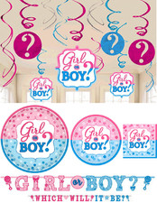 Amscan Gender Reveal Party Bundle of Plates, Napkins, Decorations