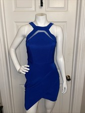 Midnight Doll Junior Size 5 Blue Halter Sexy Mini Dress Party Cocktail Sheer