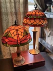 New ListingVintage Tiffany Style Stained Glass Floral Table Accent Lamp set of 2