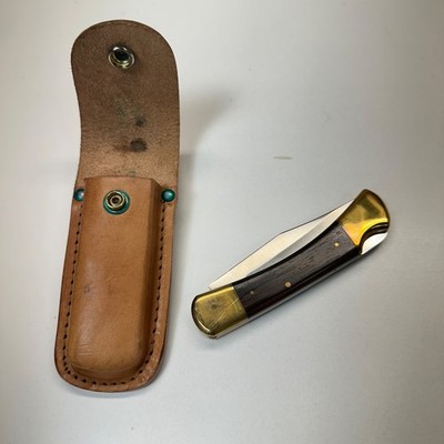 NOS Vintage Klein Tools 44037 Sportsman Knife Japan Ebony Brass 5186 Sheath