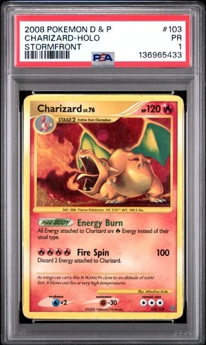 PSA 1 PR 2008 Pokemon Diamond Pearl Stormfront Charizard 103/100 Holo Foil Rare