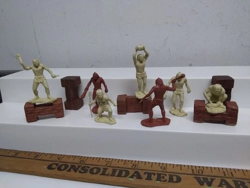 1950'S "PREHISTORIC TIMES" Marx PLAYSET CAVEMEN (7) Plastic FIGURES- FREE SHIP