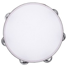 Wood Tambourine: 8 Inch Kids Hand Percussion Instrument - Double Row Jingles