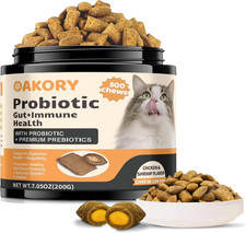 Cat Probiotics for Digestive Health - 500 Chicken Flavor Treats with Probiotics