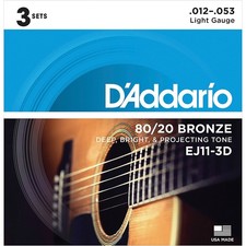 D'Addario EJ113D 8020 Bronze Light Acoustic Guitar Strings 3Pack