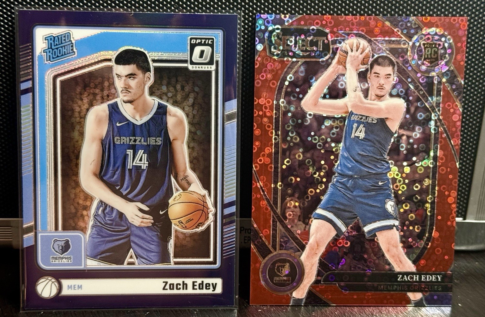 2024-25 Panini Select Zach Edey #280 Courtside Red Disco /49 Optic #288 NBA RC