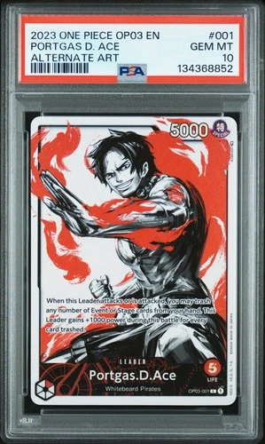 2023 ONE PIECE OP03-PILLARS OF STRENGTH ALTERNATE ART #001 PORTGAS D. ACE PSA 10