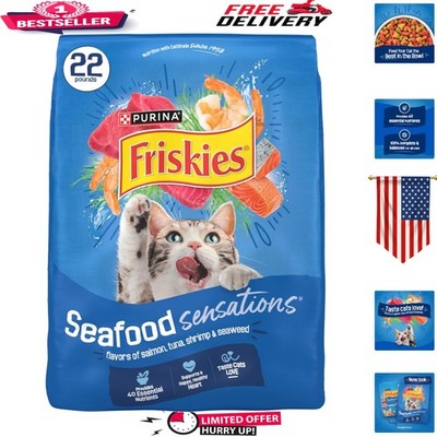 Purina 22 lb Dry Cat Food: Irresistible Salmon, Tuna & Shrimp Flavor Sensations