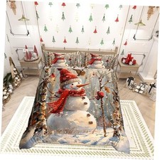 Merry Christmas Quilt Set Twin Size,Cartoon Twin No Comforter White Brown