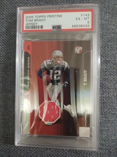 2005 topps pristine tom brady jersey 077/500 psa 6