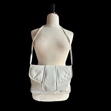 Vintage 1980s White Leather Hala Clutch or Crossbody Bag Made in USA