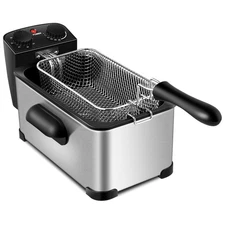 3.2 Quart Electric Deep Fryer 1700W Stainless Steel w/Frying Basket Home