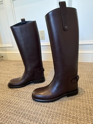 BURBERRY Brown Cavalier Leather Boots US size 7.
