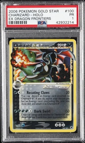 2006 POKEMON EX DRAGON FRONTIERS GOLD STAR #100 CHARIZARD-HOLO PSA 1