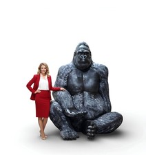 Gorilla Sitting Jumbo Statue with Paw Seat Durable Sculpture Indoor Outdoor