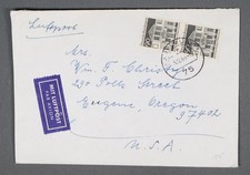 MayfairStamps Germany 1969 Karlsruhe to Eugene OR Pair Building Air Mail Cover a