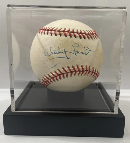 Whitey Ford Autographed Baseball w  New Display Case!