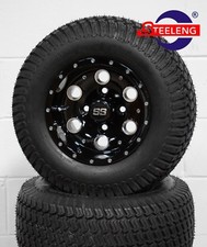 10 Pioneer Glossy Blk Golf Cart Wheels 20x8-10 Turf Tires Set Of 4