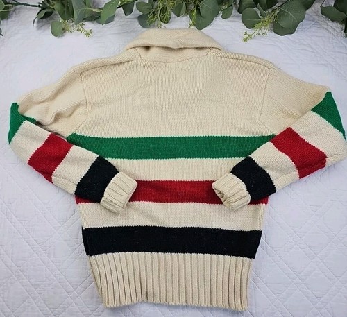 VTG Polo Ralph Lauren Mens Wool Cream Pullover Sweater Stripped Size M - Picture 9 of 10