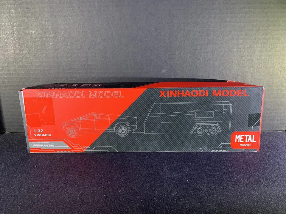 Xinhaodi Tesla Cyber Truck METAL Model with Trailer With Light and Music - Image 2 of 4
