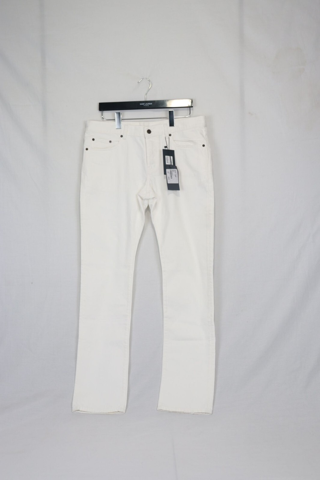 Saint Laurent Paris Q:2 D18 denim slim fit bianco nuovo con etichette 33 US