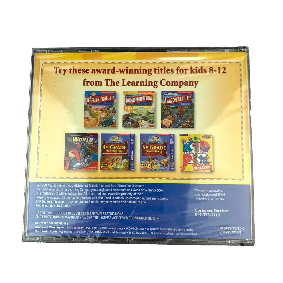 1999 Road Adventures USA CD-Rom PC Windows 95 or Higher Game New Sealed - Image 4 of 4