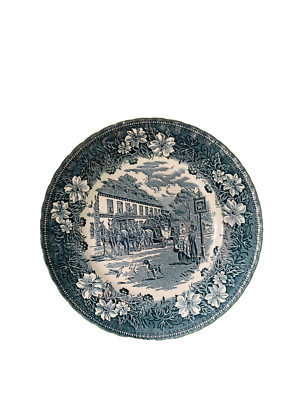 Royal Tudor Ware Staffordshire England Speiseteller Coaching Taverns 1828 schön!