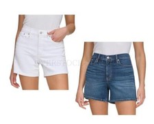 NEW WOMEN'S CALVIN KLEIN JEANS MID RISE CLASSIC 5 POCKET DENIM SHORT VARIETY